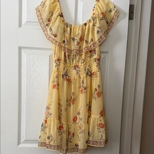 Max Studio Yellow Floral Strapless Dress